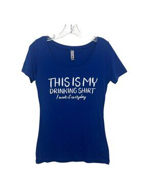 Next Level Apparel This Is My Drinking Shirt Graphic Tshirt Womens Medium Blue